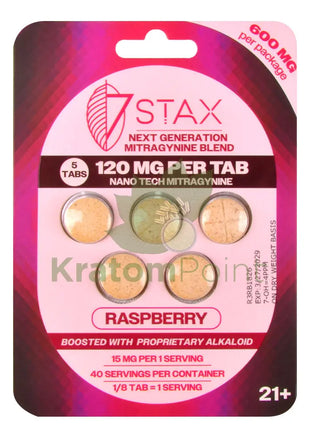 7Stax Nano Tech 120mg Mitragynine Raspberry Tablets 5 count - kratom extract