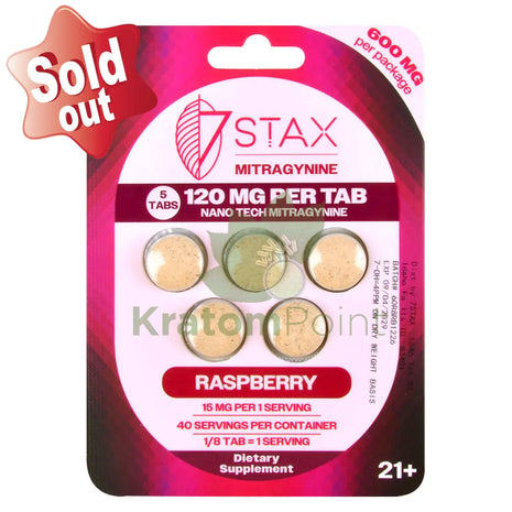 7Stax Nano Tech 120mg Mitragynine Raspberry Tablets 5 count - kratom extract