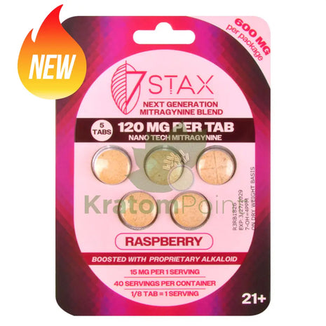 7Stax Nano Tech 120mg Mitragynine Raspberry Tablets 5 count - kratom extract