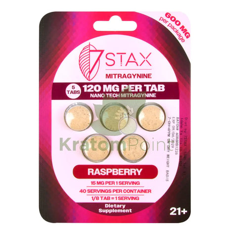 7Stax Nano Tech 120mg Mitragynine Raspberry Tablets 5 count - kratom extract