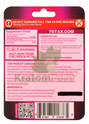 7Stax Nano Tech 120mg Mitragynine Raspberry Tablets 5 count - kratom extract