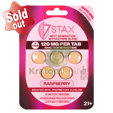 7Stax Nano Tech 120mg Mitragynine Raspberry Tablets 5 count - kratom extract