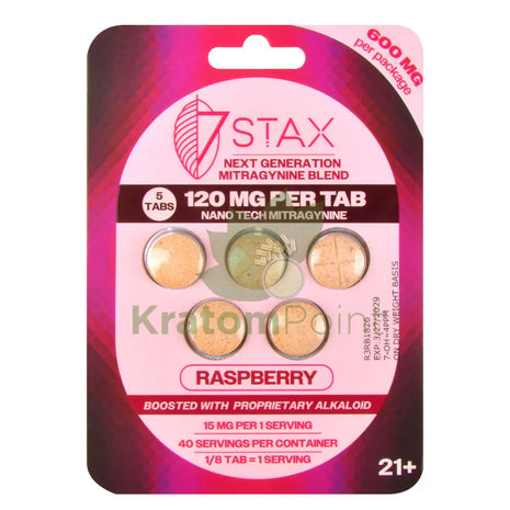 7Stax Nano Tech 120mg Mitragynine Raspberry Tablets 5 count - kratom extract