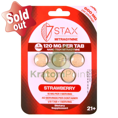 7Stax Nano Tech 120mg Mitragynine Strawberry Tablets 5 count - kratom extract