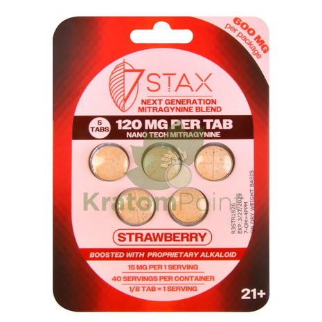 7Stax Nano Tech 120mg Mitragynine Strawberry Tablets 5 count - kratom extract