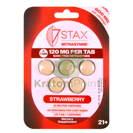 7Stax Nano Tech 120mg Mitragynine Strawberry Tablets 5 count - kratom extract
