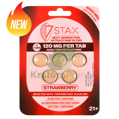 7Stax Nano Tech 120mg Mitragynine Strawberry Tablets 5 count - kratom extract