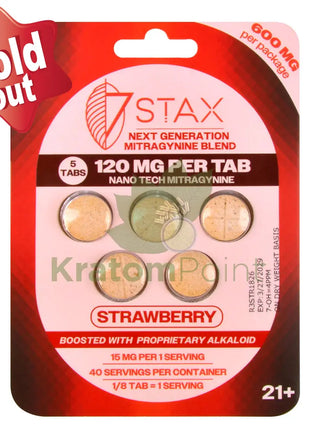 7Stax Nano Tech 120mg Mitragynine Strawberry Tablets 5 count - kratom extract