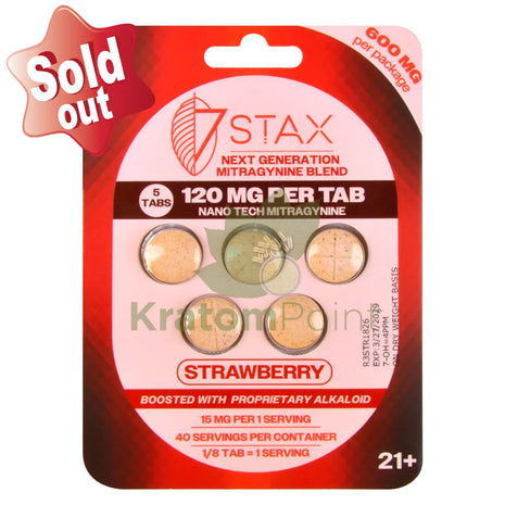 7Stax Nano Tech 120mg Mitragynine Strawberry Tablets 5 count - kratom extract