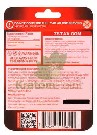 7Stax Nano Tech 120mg Mitragynine Strawberry Tablets 5 count - kratom extract