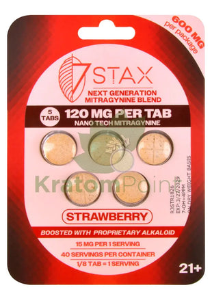 7Stax Nano Tech 120mg Mitragynine Strawberry Tablets 5 count - kratom extract