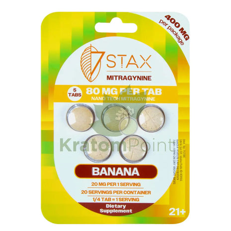 7Stax Nano Tech Mitragynine Banana Tablets 80mg 5 count - kratom extract