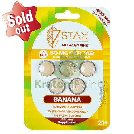 7Stax Nano Tech Mitragynine Banana Tablets 80mg 5 count - kratom extract