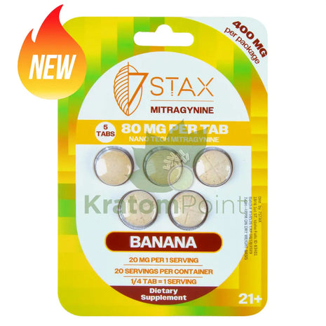 7Stax Nano Tech Mitragynine Banana Tablets 80mg 5 count - kratom extract