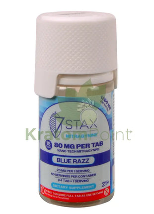 7Stax Nano Tech Mitragynine Blue Razz Tablets 80mg 15 count - kratom extract
