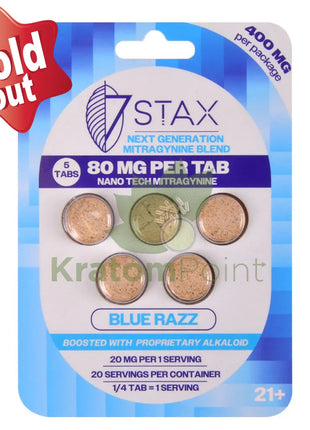 7Stax Nano Tech Mitragynine Blue Razz Tablets 80mg 5 count kratom extract