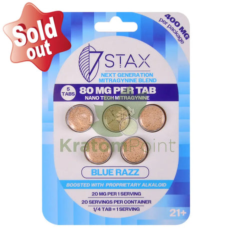 7Stax Nano Tech Mitragynine Blue Razz Tablets 80mg 5 count kratom extract