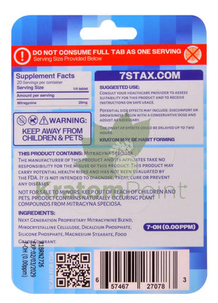 7Stax Nano Tech Mitragynine Blue Razz Tablets 80mg 5 count kratom extract