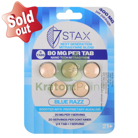 7Stax Nano Tech Mitragynine Blue Razz Tablets 80mg 5 count - kratom extract