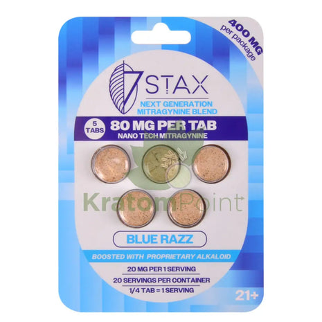 7Stax Nano Tech Mitragynine Blue Razz Tablets 80mg 5 count kratom extract