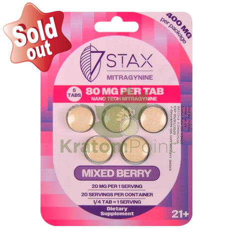 7Stax Nano Tech Mitragynine Mixed Berry Tablets 80mg 5 count - kratom extract