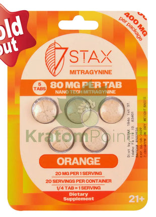 7Stax Nano Tech Mitragynine Orange Tablets 80mg 5 count - kratom extract