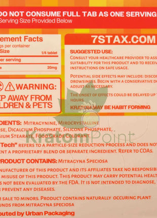 7Stax Nano Tech Mitragynine Orange Tablets 80mg 5 count - kratom extract