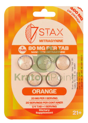 7Stax Nano Tech Mitragynine Orange Tablets 80mg 5 count - kratom extract