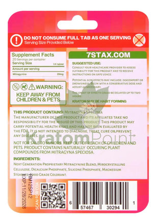 7Stax Nano Tech Mitragynine Raspberry Tablets 80mg 5 count