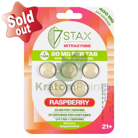 7Stax Nano Tech Mitragynine Raspberry Tablets 80mg 5 count - kratom extract