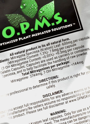 Opms Kratom 480 Capsules White Vein Indo Opms