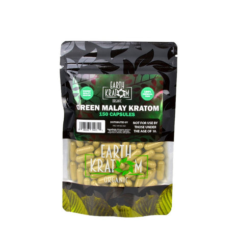 Earth Kratom Green Malay Capsules 150 Count