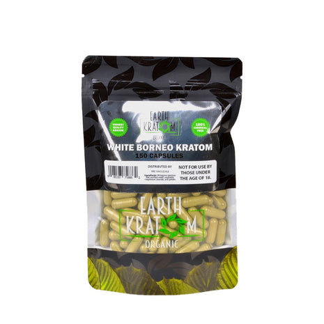 Earth Kratom White Borneo Capsules 150 Count