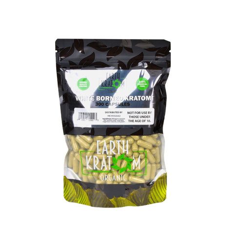 Earth Kratom White Borneo Capsules 300 Count