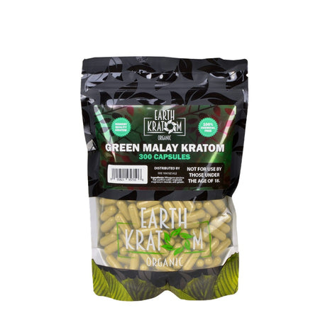 Earth Kratom Green Malay Capsules 300 Count
