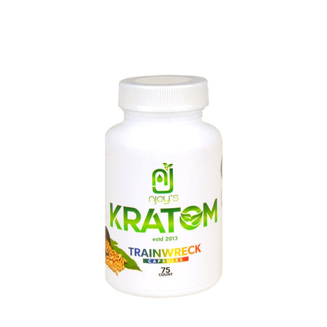 Njoys Trainwreck Kratom Capsules 75 Count