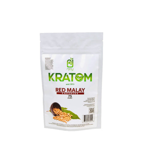 Njoys Red Malay Kratom Capsules 75 Count