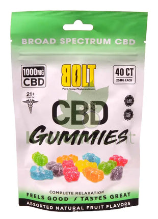 Bolt CBD Gummies 1000mg Assorted Natural Fruit Flavors 40ct CBD