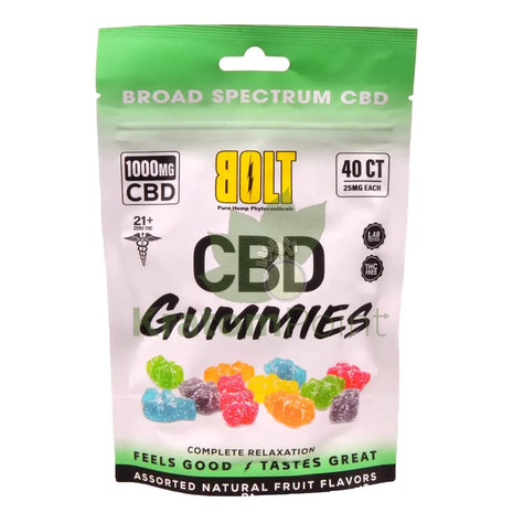 Bolt CBD Gummies 1000mg Assorted Natural Fruit Flavors 40ct CBD