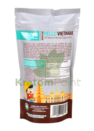 Bumble Bee Hello Vietnam Kratom 40ct-back