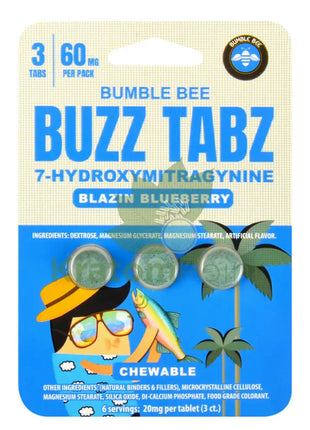 Buzz Tabz 7-Hydroxymitragynine 60mg Blazin Blueberry 3ct tablets Hydroxy