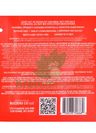 Buzzers 25mg Botanical Extract Cherry Limeade Tablets 2ct Cats claw