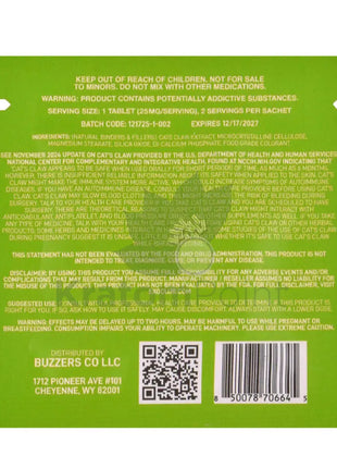Buzzers 25mg Botanical Extract Sour Apple Tablets 2ct general merchandise