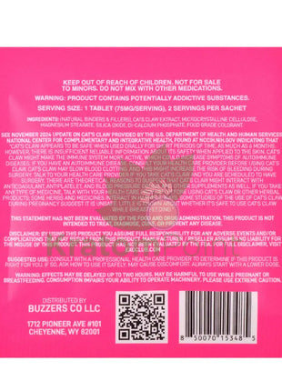 Buzzers 75mg Botanical Extract Pink Lemonade Tablets 2ct - Cats claw