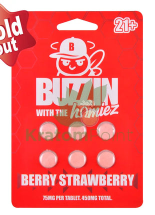 Buzzin With The Homies 75mg Berry Strawberry Tablets 6ct Cats claw