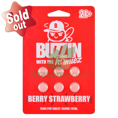 Buzzin With The Homies 75mg Berry Strawberry Tablets 6ct Cats claw
