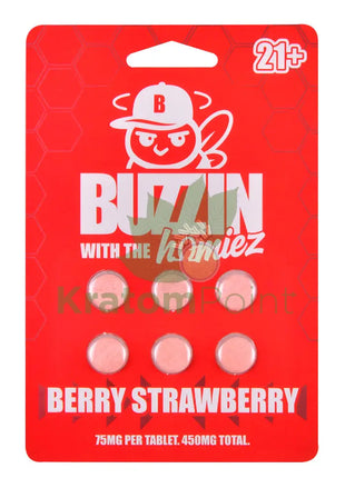 Buzzin With The Homies 75mg Berry Strawberry Tablets 6ct Cats claw