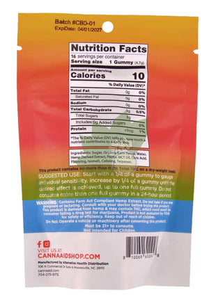 CannaAid Maui Munchies 1000mg CBD Gummies 20ct CBD