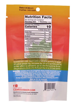 CannaAid Maui Munchies 1000mg CBD Gummies 20ct CBD