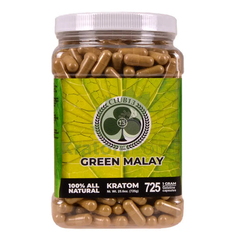 Club 13 Green Malay Kratom Capsules 725 count